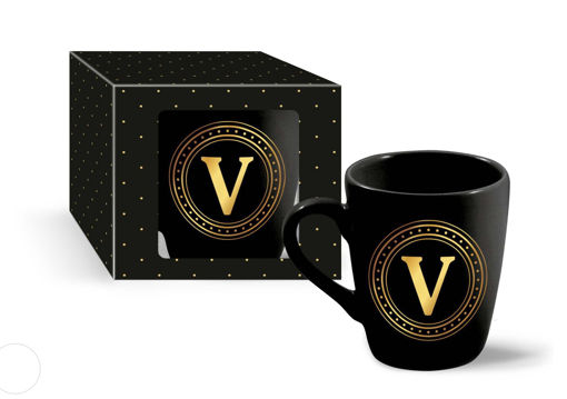 Picture of ALPHABET MUG V BLACK&GOLD